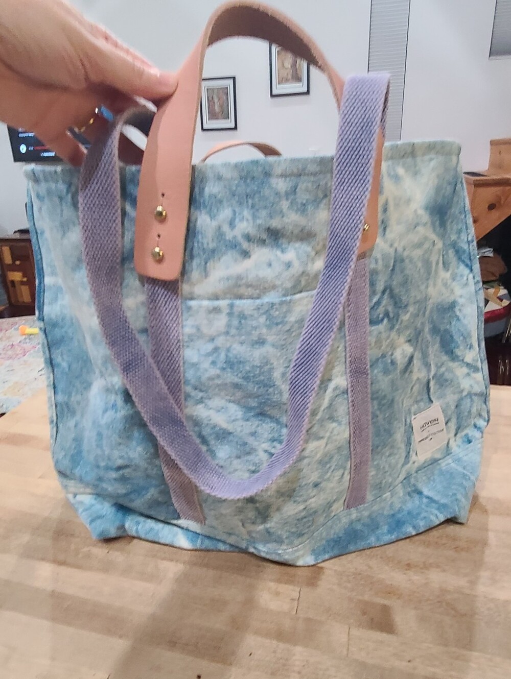 Immodest Cotton Large East West Zippered Tote Acid Wash Denim - Picture 10 of 16